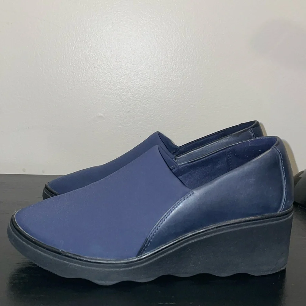Clarks Women's Mazy Seabury Loafer, Navy Leather/Stretch Combi,‎ Size 8